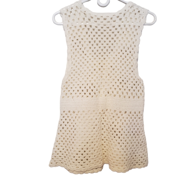 Handmade women's crochet off white  wool sweater vest - Picture 2 of 12